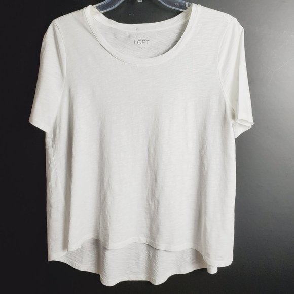 Ann Taylor LOFT Flowy High Low White Tee 100% Cotton Sz S - Picture 10 of 10